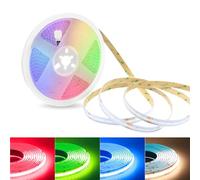 24V COB LED RGBW Strip, 10M LED Strip COB RGB+Warm White 3000K 672LEDs/M Flexible Strip Dimmable 12MM Width 5 PIN Flexible LED Light for Cabinet, Kitchen, DIY, Bedroom