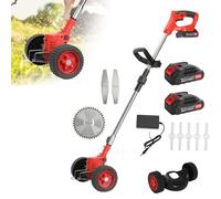 24V Cordless Weed Wacker & String Trimmer, 800W Electric Weed Eater with 3 Cutter Heads, Adjustable Telescopic Rod (92-122cm), 90°Angle, Anti-Collision & Safety Switch for Yards, Parks, Bushes, Edgi