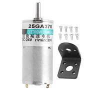 24V DC Gear Motor 300 RPM with Speed Control Reversible CW/CCW Low-Speed Permanent Magnet Motor for Vacuum Cleaners, Dust Collectors & Industrial Equipment (Includes Mounting Bracket)