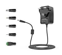24V DC Power Supply, AC/DC Adapter 100-240V 50/60HZ 24Volt, 24V 1A Power Adapter, for Essential Oil Diffuser Humidifier Air Cleaner LED Strip Light CCTV Camera Nail Lamp and more, UK Plug and 5 Tips