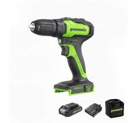 Greenworks GD24DD35K2 Cordless Drill-Driver with Brushless Motor, 0-1450rpm, 2 Gears, 35Nm Torque, 24V 2Ah Battery & Charger, Bag, 3 Year Guarantee