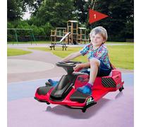 24v Electric Go Kart for Kids, Ride on Drift Kart with 180w Brushless Motors, Up to 7.5 Mph Variable Speed Battery Powered Outdoor Ride on Toy with LED Light Soft Start for Kids 8-12, Red