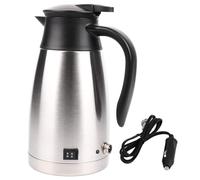 24V Electric Kettle Car Auto Shut Off Water Heating Boiling Pot 1000ml Large Capacity Stainless Steel Travel Kettle for Vehicles Trucks Camping Silver Black