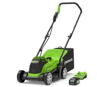 Greenworks GD24LM33 24v Cordless Rotary Lawnmower 330mm 1 x 4ah Li-ion Charger