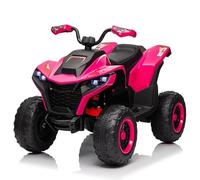 24V Quad Ride on Kids Toy Dual 75W Motors 7A Battery Front LED Headlights 2.4G Parental Remote Control Power Display Four-Wheel Suspension (Pink)