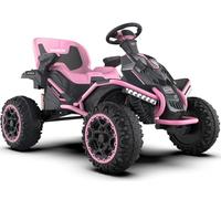 24V Ride on Toy for Big Children, Kids' Electric Vehicles Outdoor Race Toy with 4 Strong Motors Total 300W Bluetooth Speaker and 24V 7AH Big Battery, Adjustable Seat, Electric Cars for Kids (Pink)