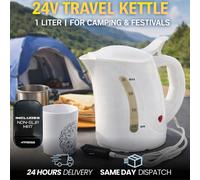 24V Travel Electric Kettle 1L Portable Caravan Camping Festival Boil Water WK3+M