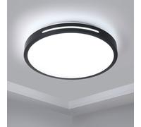 EXTRASTAR 24W LED Ceiling Light, 2500LM 192W Equivalent, Cool White 6500K Daylight Flush Mount Ceiling Lamp, 34cm Round Black Edge Ceiling Lighting Fixture, Non-Dimmable