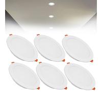 24W LED Recessed Ceiling Spotlights, 6000K Cold White Ultra Slim Panel Light, Cut Φ190-210mm, AC110-240V Round Downlights for Living Room Office, 6 Pack