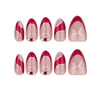 24x Autumn Winter Stick On Nails Glittering Full Covers False Nails Short Almond Press On Artificial