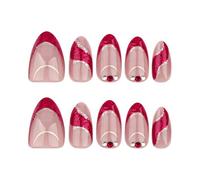 24x Autumn Winter Stick On Nails Glittering Full Covers False Nails Short Almond Press On Nails Artificial Nails