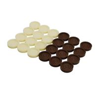 24x Backgammon Chess Pieces Replacement - Premium Smooth Missing Pieces for Board Games, Draughts, Checkers - 1.38x1.38x0.34 inch- Brown White