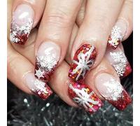 24x Ballerinas False Nails Bows Press On Nails Full Covers Stick On Nails Snowflake Artificial Nails Manicures Supplies