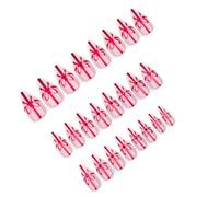 24x/Box Christmas False Nails Bows Press On Rhinestones Artificial Short Almond Full Covers Stick On