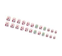 24x/Box Glittering False Nails Christmas Press On Nails Short Square Artificial Nails Winter Full Covers Stick On Nails