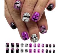 24x/Box Halloween False Nails Press On Nails Artificial Nails Short Square Full Covers Stick On Nails For Party