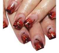 24x/box Maple Leaf False Nails Nails Nails Artificial Nails Short Square Full Cover Stick On Nails For Party