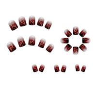 24x/Box Thanksgiving Nails Full Covers Stick On Fall Press On Short Maple Leaves False Artificial