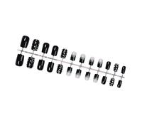 24x Christmas Artificial Nails Snowflake False Rhinestones Press On Full Covers Stick On For Women