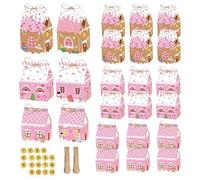 24x Christmas Candy Wrapping Boxes - Festive House Shaped Gift Boxes, Gingerbread House Treat Boxes | Cute Keepsake Paper Boxes Perfect for Christmas Cottage Supplies Boxes, Candy, Snacks, Macarons