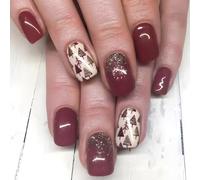 24x Christmas Tree False Nails Press On Nails Glittering Artificial Nails Short Square Full Covers Stick On Nails