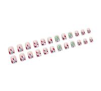 24x Christmas Tree False Nails Square Press On Nails Christmas Full Covers Stick On Nails Glittering Artificial Nails
