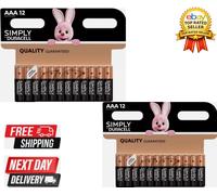 24X Duracell AAA Batteries Simply Alkaline Long Lasting LR03, Far Expiry (2X12)