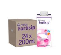 24x Fortisip Strawberry High Energy Milkshake Supplement 200ml Bottle