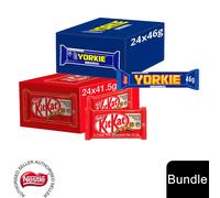 (24x KitKat 4 Finger + 24 x Yorkie Chunky (48 Bars)) Nestlé Chocolate Bar (48 - 144 Bars) Yorkie, Aero, Milkybar Pick your Favourite