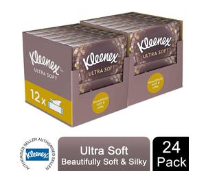 24x Kleenex Facial Tissues Ultra Soft Mega Pack Luxury & Silky Tissues