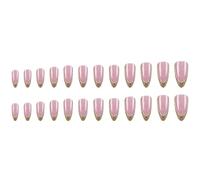 24x Mediums Length Artificial Nails Acrylic Press On Nails Sparkling Stick On Nails French Tip False Nails For Woman