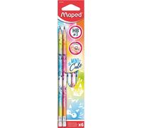 24x MiniCute HB Triangular Pencils 6-Pack With Eraser Head Stationery Pen