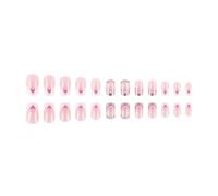 24x Rhinestones False Nails French Tip Stick On Nails Glittering Artificial Nails Valentines Day Press On Nails