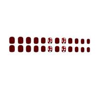 24x Short Round Press On Nails Valentines Day False Glossy Artificial Heart Full Covers Stick On