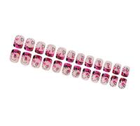 24x Short Square Artificial Nails Polkas Dots Heart Stick On Nails Valentines Day False Nails French Tip Press On Nails