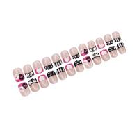 24x Short Square False Nails French Full Covers Stick On Nails Lips Print Acrylic Nails Valentines Day Press On Nails