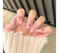 24x Sweet False Nails Star Polkas Dots Artificial Nails Full Covers Stick On French Tip Press On For Woman