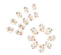 24x Thanksgiving Full Covers Stick On Nails Short Square False Nails Fall Artificial Maple Leaves Press On