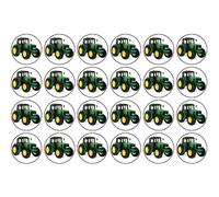 24x TRACTOR Premium Edible Rice Wafer Paper Cup Cake Toppers round fairy FARM D1