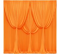 24x10FT Orange Backdrop Curtains for Wedding Parties, Wrinkle Free Polyester Photography Backdrop Drapes for Wedding Baby Shower Birthday Parties Stage Background Stand Decorations 4x10ft,6 Panels