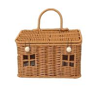 24x14x16cm Rattan Storage Basket - Woven Basket Organizer, House Shape Rattan Storage Organizer With handle For Closet Pantry Laundry Nursery Toy Toiletries Snack Fabric Camping Picnic