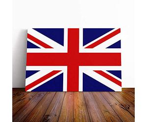 (24x16 Inch / 60x40cm) Union Jack British Flag (4) Canvas Print | Gallery Wrapped 30mm Frame Wall Art | 24x16 inches | Ready to Hang | Contemporary Flag Picture | Living Room Bedroom Lounge Office