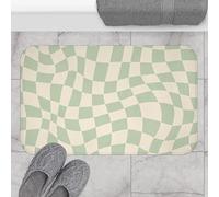 24X16 Inch Sage Green Checkered Bath mat Danish Pastel Bathroom Decor Boho Bath mat Retro 70s Bath mat Groovy New Apartment Gift for College Girl