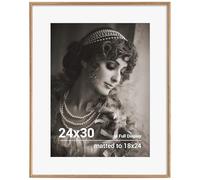 24x30 Poster Frame - Solid Oak Wood Picture Frames with HD Tempered Glass, Handcrafted Rounded Corner 24 x 30 Wooden Frame Matted to 18x24 Photos, Horizontal or Vertical Wall Display, 1 Pack