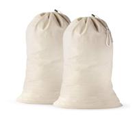 24x36 Cotton Laundry Bags Inch with Drawstring, Heavy Duty Travel Organizer for Hamper, Basket, Camp - Beige (2 Packs)