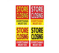24x36 Inch Store Closing Posters - 4 Pack Assorted Everything Must Go Signs, Large Vinyl Banner for Retail Liquidation, Going Out of Business, Window Display