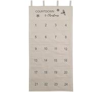 24x47'' Christmas Hanging Advent Calendar, 24-Bag Cloth Christmas Countdown Calendar Leaves Snowflake Advent for Decoration Celebration Beige