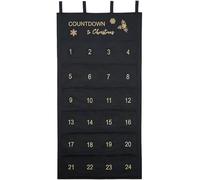 24x47'' Christmas Hanging Advent Calendar, 24-Bag Cloth Christmas Countdown Calendar Leaves Snowflake Advent for Decoration Celebration Black