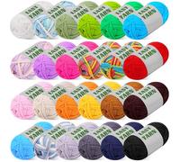 24x50g Chunky Yarn, Easy Yarn, Beginners Crochets Yarn for Crochet, Chunky Yarns for Crochet Beginners with Easy-to-See Stitches, Filling, Stitch Markers for DIY Crocheting