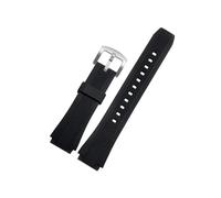 25 * 20mm Black Silicone Sports Watch Strap Fit For Casio Edifice EF-552 EF-552D(Black-silver buckle)